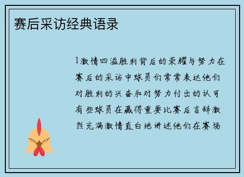 赛后采访经典语录
